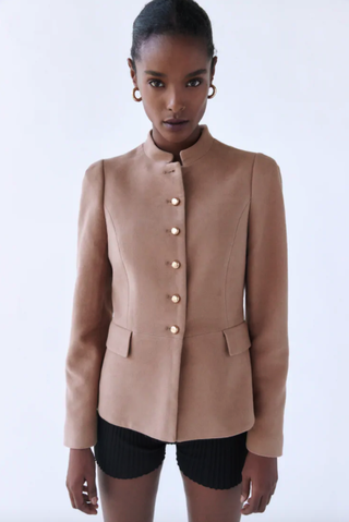 Zara + Tailored Mandarin Collar Blazer
