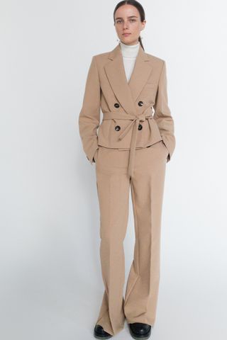 Zara + Belted Cropped Blazer