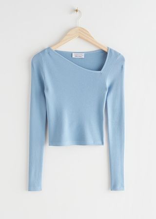 & Other Stories + Fitted Cropped Asymmetrical Neckline Sweater