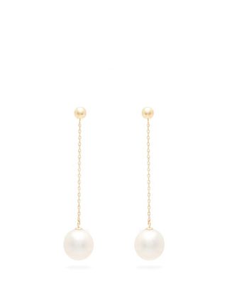 Anissa Kermiche + Girl With a Pearl Gold Drop Earrings