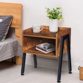Augienb + Industrial Nightstand End Table Stackable Side Table