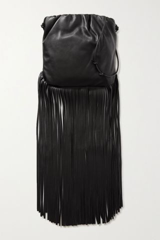 Bottega Veneta + Fringe Gathered Leather Shoulder Bag