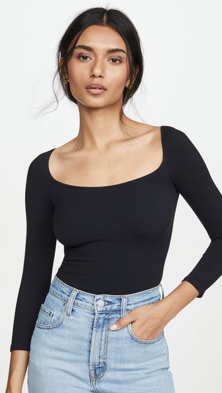 Free People + Square Neck 3/4 Sleeve Top