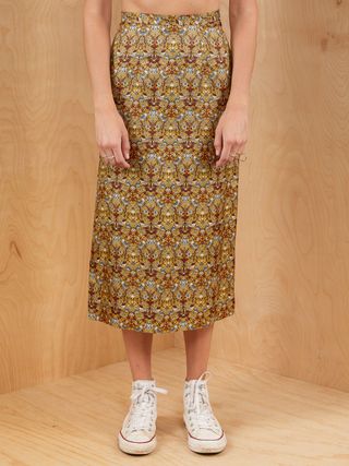 Vintage + Printed Midi Skirt