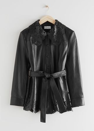 & Other Stories + Belted Laser Cut Leather Jacket
