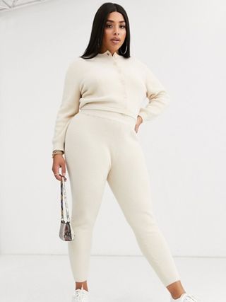 ASOS Design Curve + Lounge Co Ord Fine Fluffy Knit Joggers