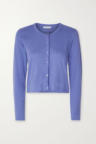 Ninety Percent + Cropped Pointelle-Knit Organic Cotton-Jersey Cardigan