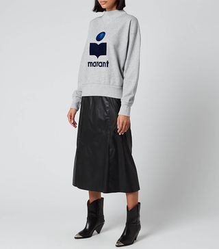 Isabel Marant + Domi Faux Leather Mid Skirt in Black