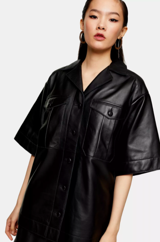 Topshop Boutique + Black Leather Shirt