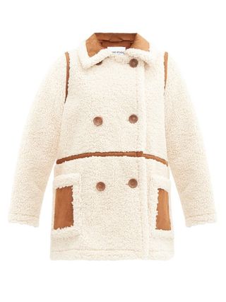 Stand Studio + Chloe Faux-Shearling Double-Breasted Pea Coat