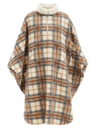 Isabel Marant Étoile + Gabin Roll-Neck Checked Wool-Blend Cape Coat