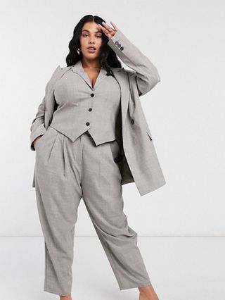 ASOS + Curve Mansy Suit in Taupe Texture