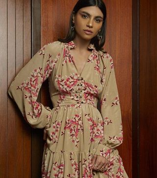 Roopa Pemmaraju + Spring Flower Knee Length Silk Dress