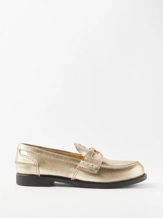 Miu Miu + Logo-Coin Raw-Edge Leather Loafers