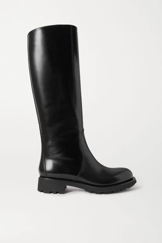 Prada + 40 Glossed-Leather Knee Boots