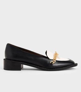 Charles 
Keith + Two-Tone Chain Link Loafers