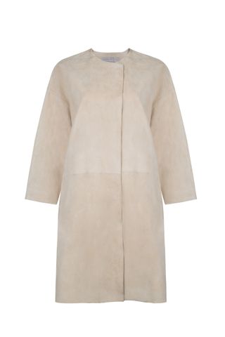 Gushlow & Cole + Collarless Suede Coat