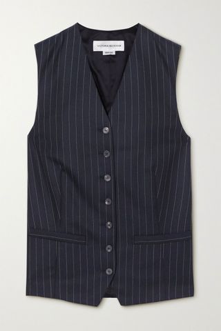 Victoria Beckham + Pinstriped Wool-Twill Vest