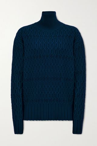 Victoria Beckham + Cable-Knit Wool Turtleneck Sweater