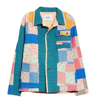 Bode + One of a Kind Reworked Quilt Floral Nine Patch Workwear Jacket