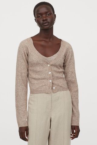 H&M + Rib-Knit Wool-Blend Cardigan