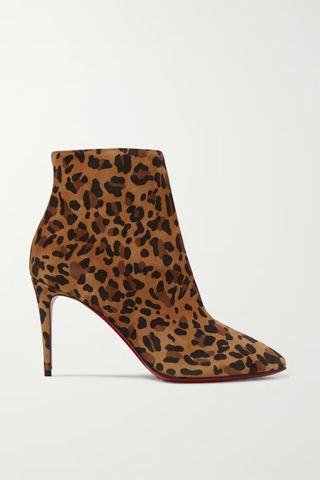 Christian Louboutin + Eloise 85 Leopard-Print Suede Ankle Boots