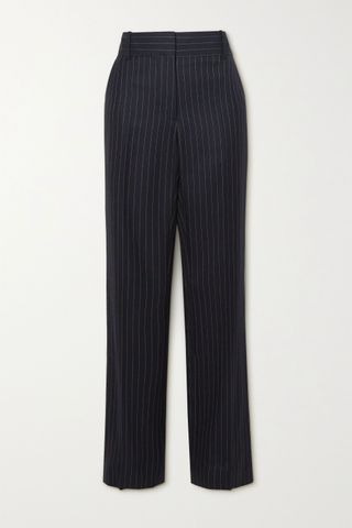 Victoria Beckham + Pinstriped Wool-Twill Straight-Leg Pants