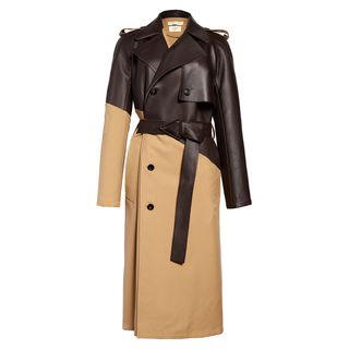Bottega Veneta + Leather & Wool Trench Coat