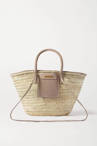Jacquemus + Soleil Suede-Trimmed Straw Tote