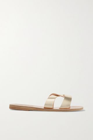 Ancient Greek Sandals + Desmos Cutout Metallic Leather Slides