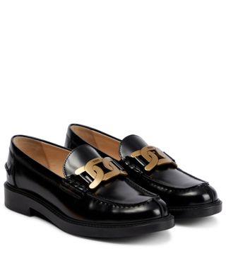 Tod's + Gomma Embellished Glossed-Leather Loafers