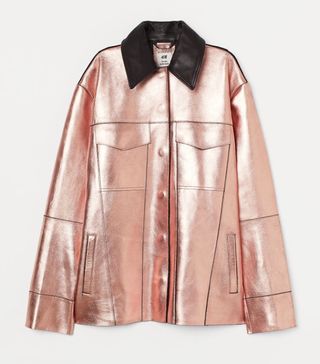 H&M + Metallic-Coated Leather Jacket