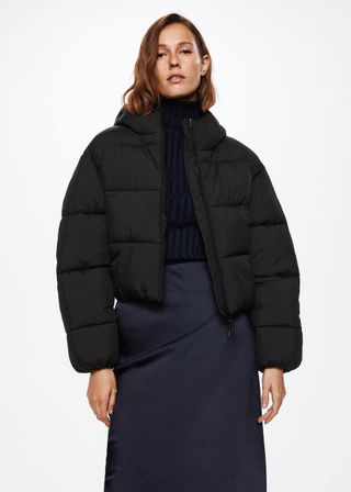 Mango + Hood Quilted Coat