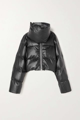 Rick Owens + Cropped Quilted Padded Down Leather Jacket