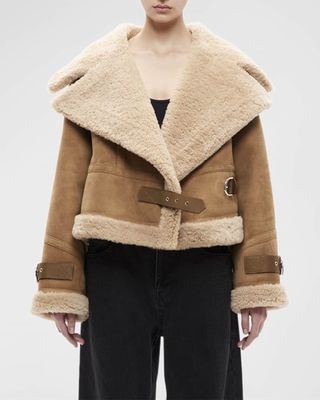 Shoreditch Ski Club + Daia Shearling Top Coat With Belted Detail