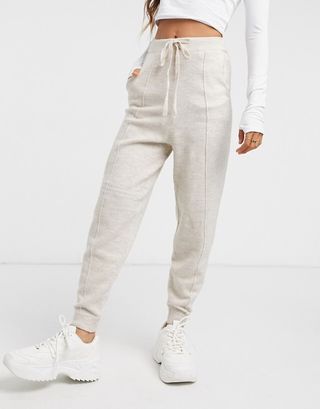 ASOS Design + Knitted Joggers in Beige