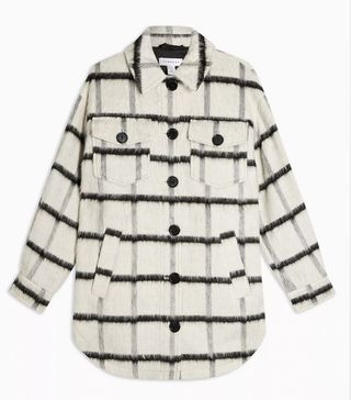 Topshop + Black and White Stripe Jacket With Wool