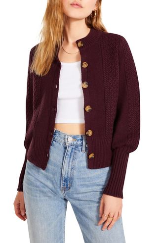 Bb Dakota by Steve Madden + Story Time Puff Sleeve Cable Knit Cardigan