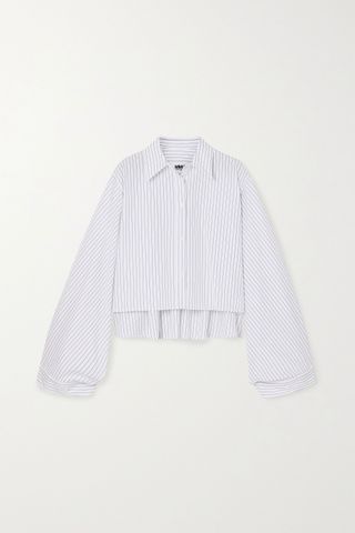 Mm6 Maison Margiela + Cropped Pinstriped Cotton-Poplin Shirt
