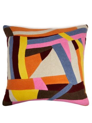 The Elder Statesman + Maze Abstract-Stripe Cashmere Cushion Cover