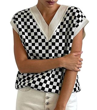 Safrisior + Ovesized Checkered Sweater Vest