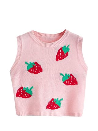 Floerns + SleevelessStrawberry Sweater Vest