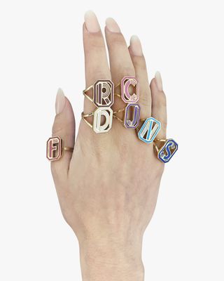 Colette Jewelry + Pink Enamel Gatsby Initial Ring