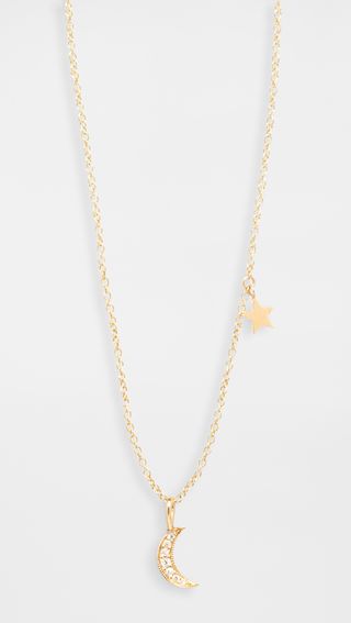 Zoe Chicco + 14k Gold Pave Crescent Moon Necklace