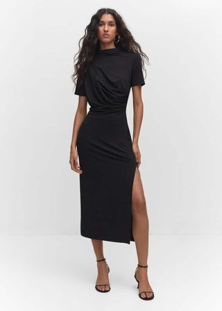 Mango + Knitted Dress With Drape Detail