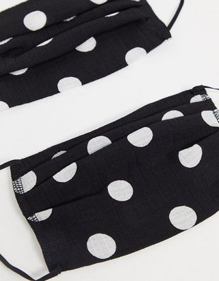 Miss Selfridge + 2 Pack Face Covering in Black and White Spot