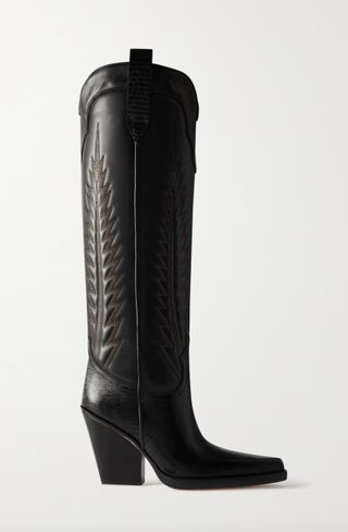 Paris Texas + El Dorado Embroidered Snake-Effect Leather Cowboy Boots