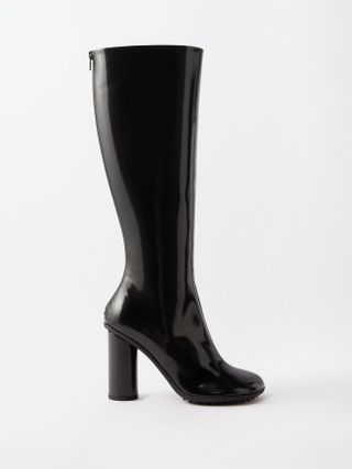 Bottega Veneta + Atomic 90 Patent-Leather Knee-High Boots