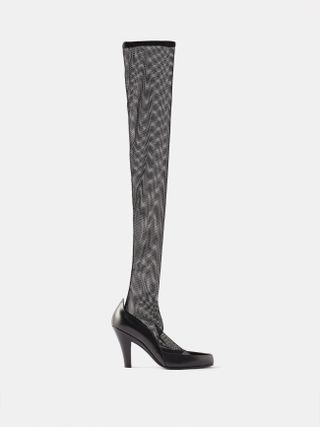 The Row + 90 Mesh and Leather Over-The-Knee Boots