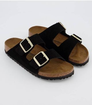 Birkenstock + Arizona Two Strap Sandals Vl Black Suede Exclusive Sandals
